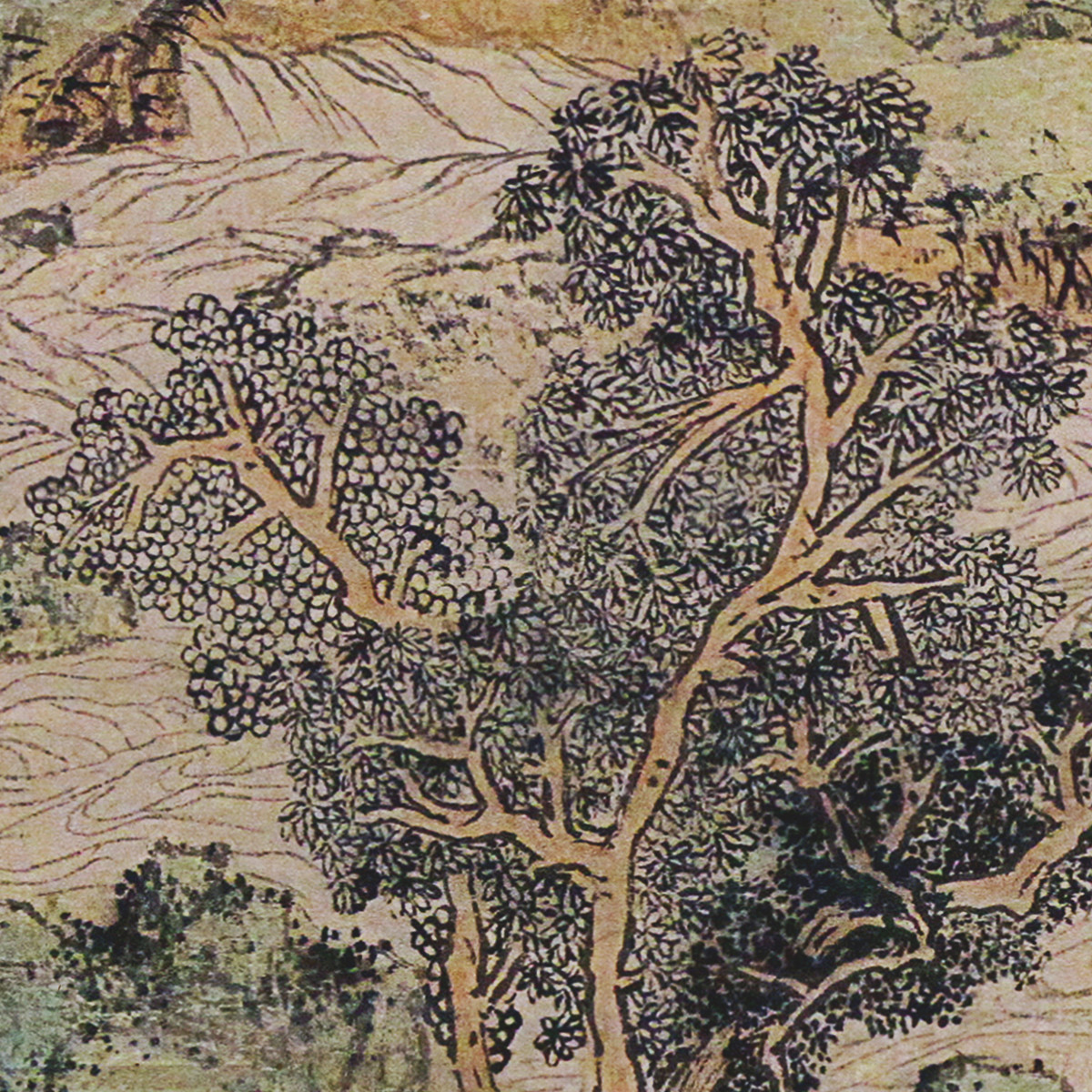 万壑争流图（局部）    明  文徽明  轴  纸本设色  132.4×35.2cm  南京博物院藏